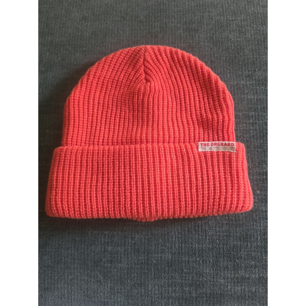 Ambsn Orchard Beanie Orange Ribbed Knit Cuffed Hat Unisex Cap One Size